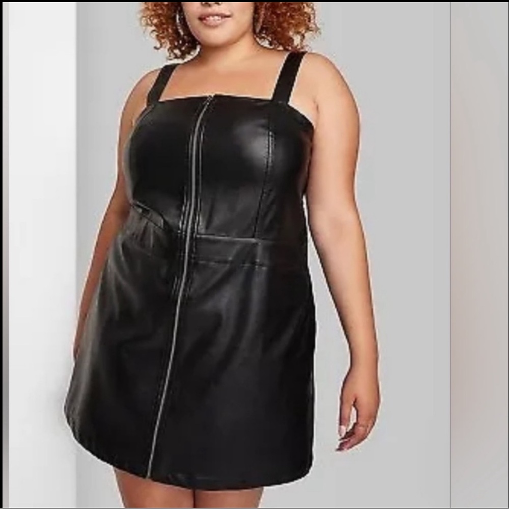 Faux Leather Mini Zipper Dress